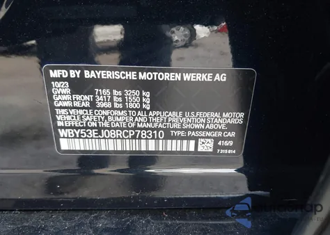 2024 BMW I7 xDrive60 from USA, damaged, VIN WBY53EJ08RCP78310